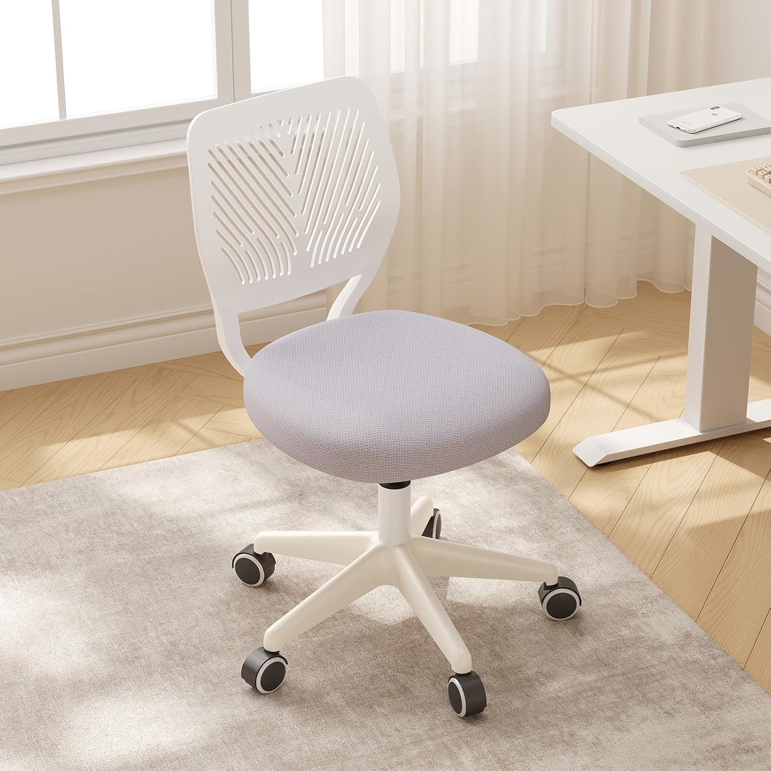Armless Desk Chair with Soft Mesh Cushion for Ergonomic Comfort