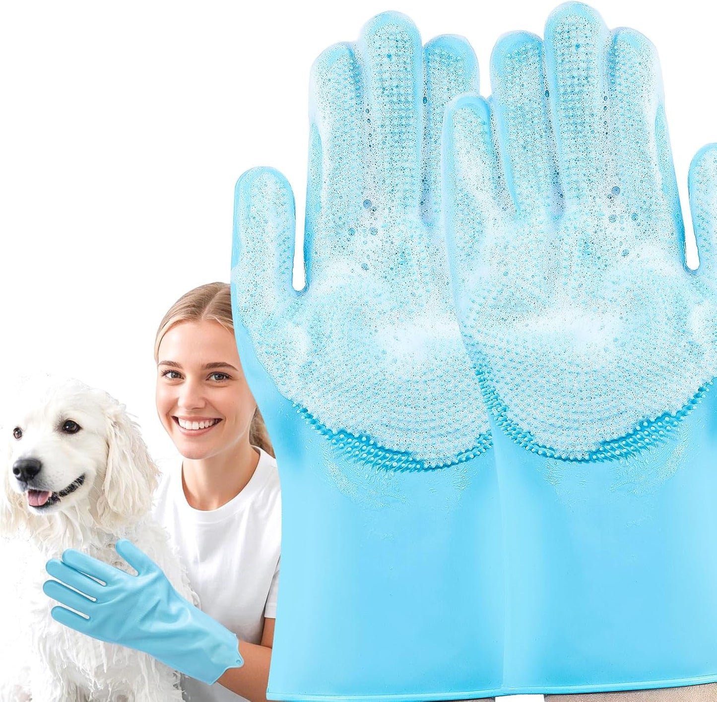 JINHUIYUAN Pet Grooming Gloves - 5-Finger Design for Multi-Functional Care