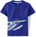 Gymboree Boys' Short Sleeve Henley Top with Airplane Graphic