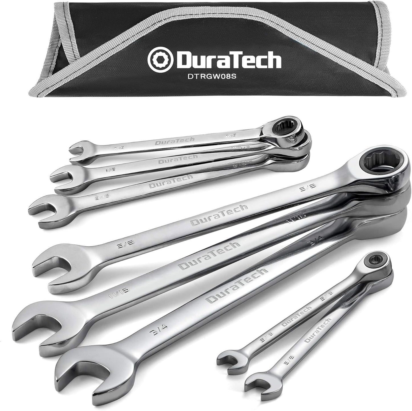 DURATECH Ratcheting Wrench Set: 8-Piece Combination Wrenches