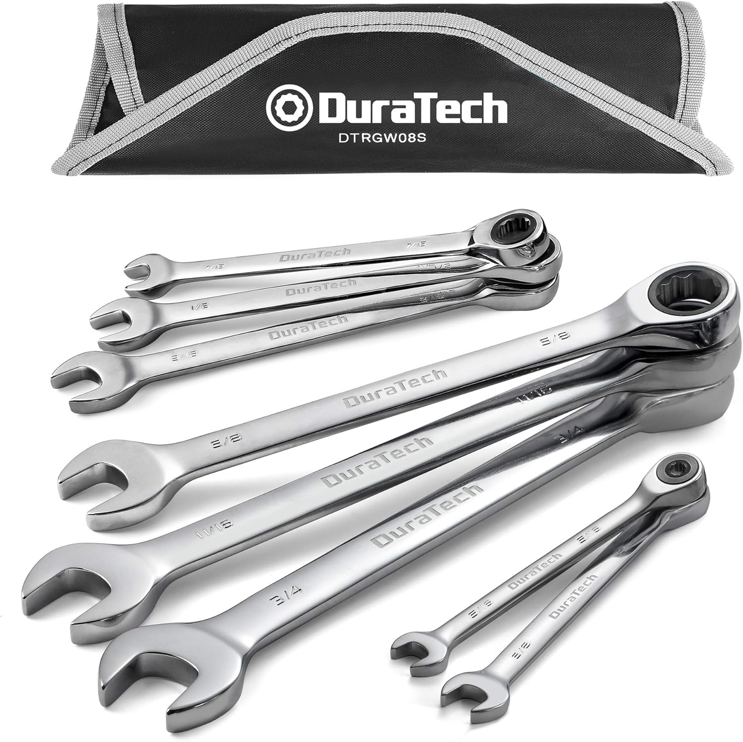 DURATECH Ratcheting Wrench Set: 8-Piece Combination Wrenches