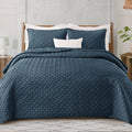 King Size Navy Quilts Set - Exclusivo Mezcla Soft 3-Piece