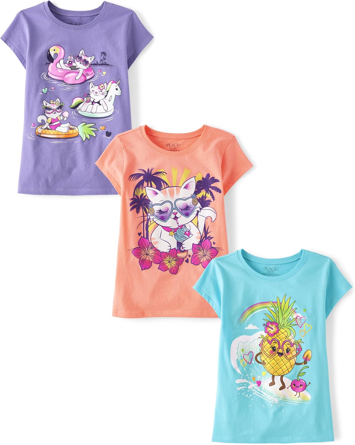 Girls Sports Graphic T-Shirts 3 Pack for Trendy Kids Wear