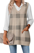 Zeagoo Women's Sweater Vest Oversized V Neck Pullovers with Pocket is