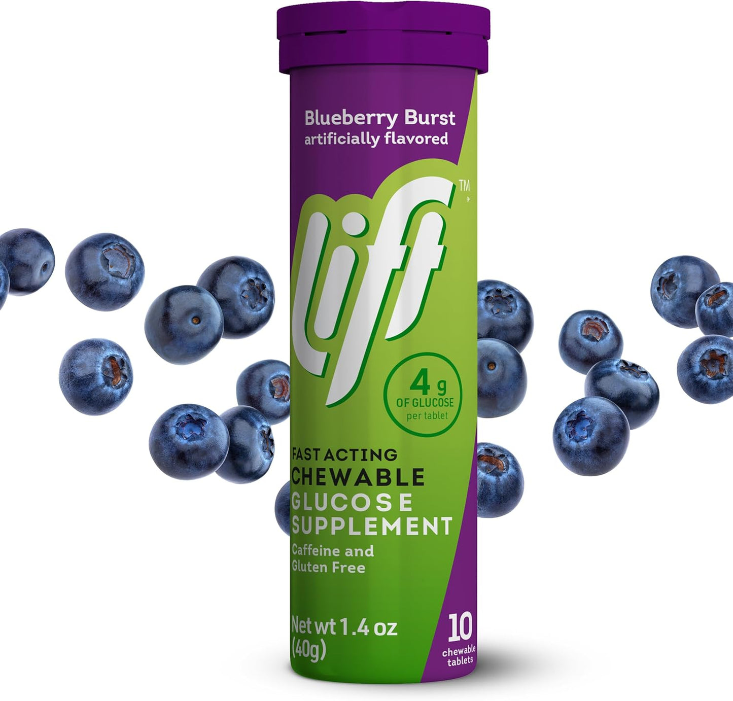 Lift Glucose Fast-Acting Chewable Energy Tablets, Blueberry Flavor