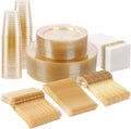 Gold Glitter Plastic Dinnerware Set 400pcs - Elegant Disposable Party