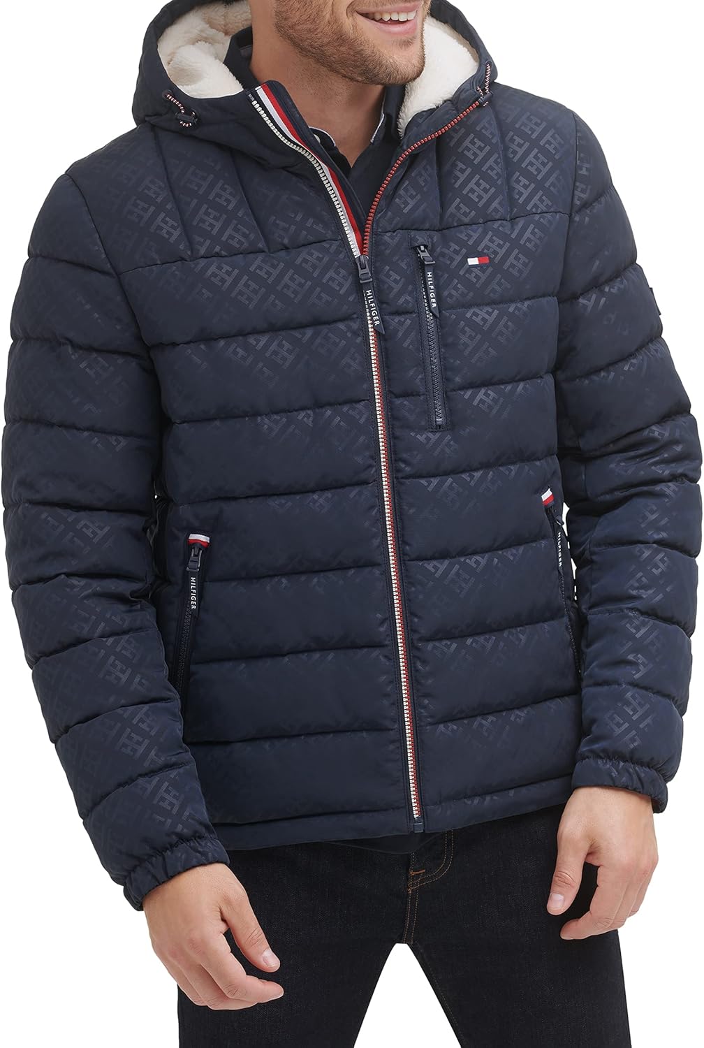 Tommy Hilfiger Midweight Sherpa Lined Hooded Puffer Jacket