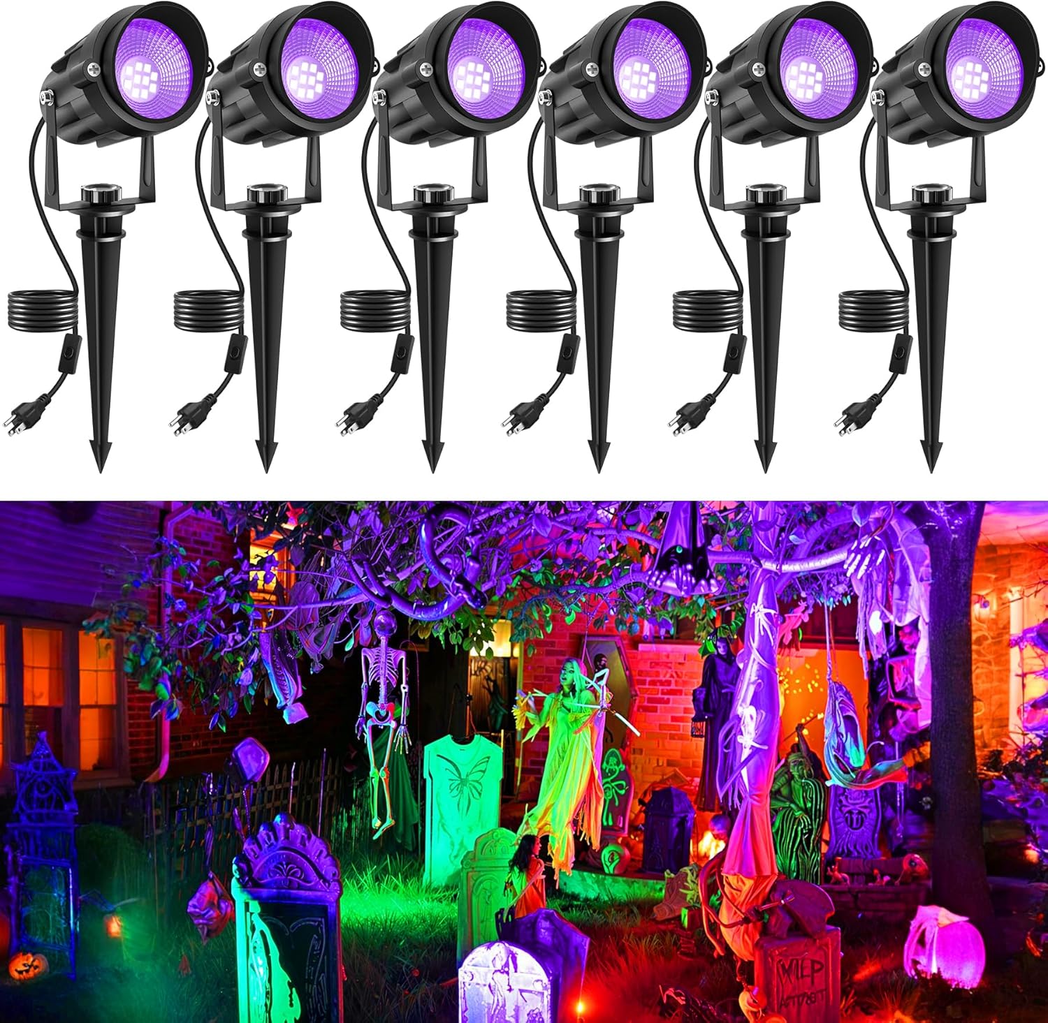 Halloween Outdoor Black Light Spotlight for Glow Party Fun