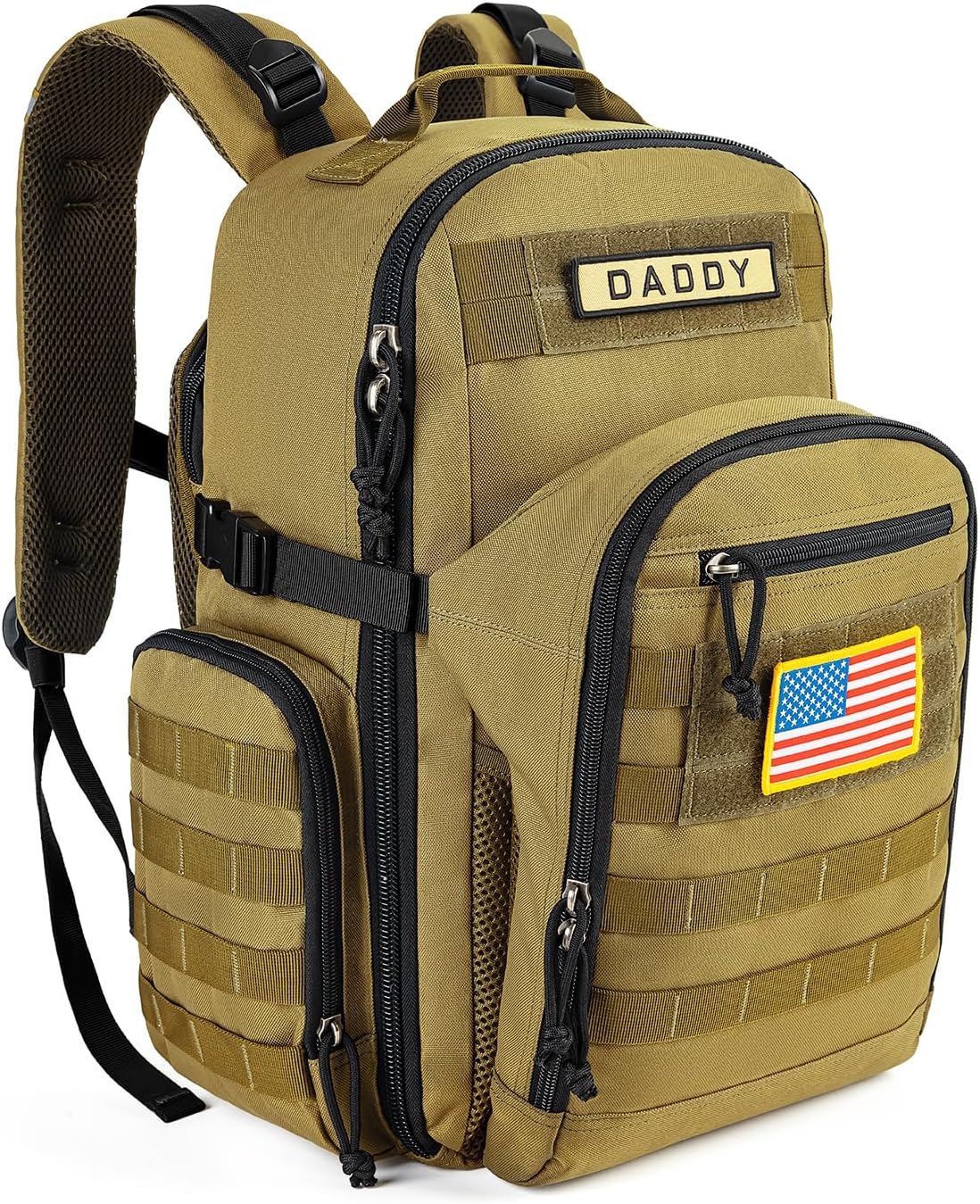 SHARKMOUTH Dad Diaper Bag Backpack - Tactical Baby Gear Tan