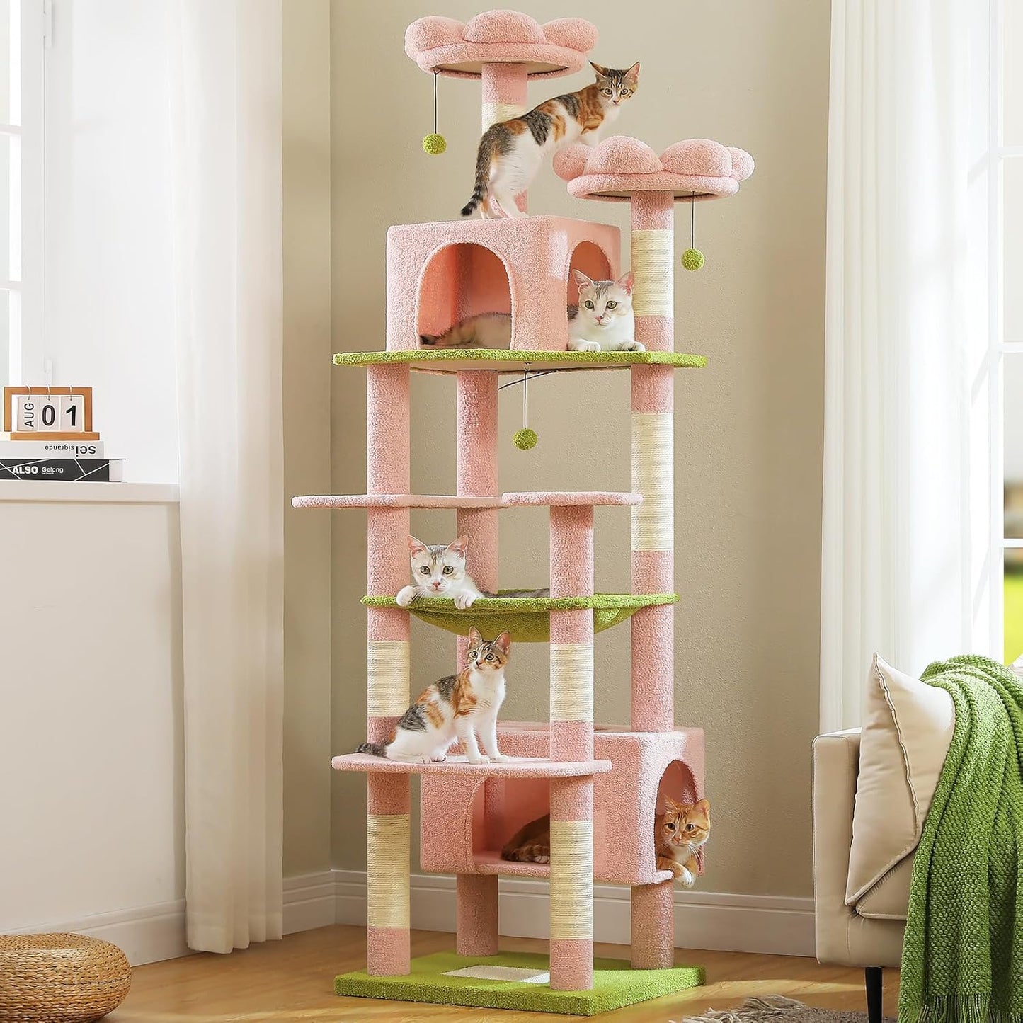 PAWZ Road Flower Cat Tree for Large Cats - 81 Inches Tall
