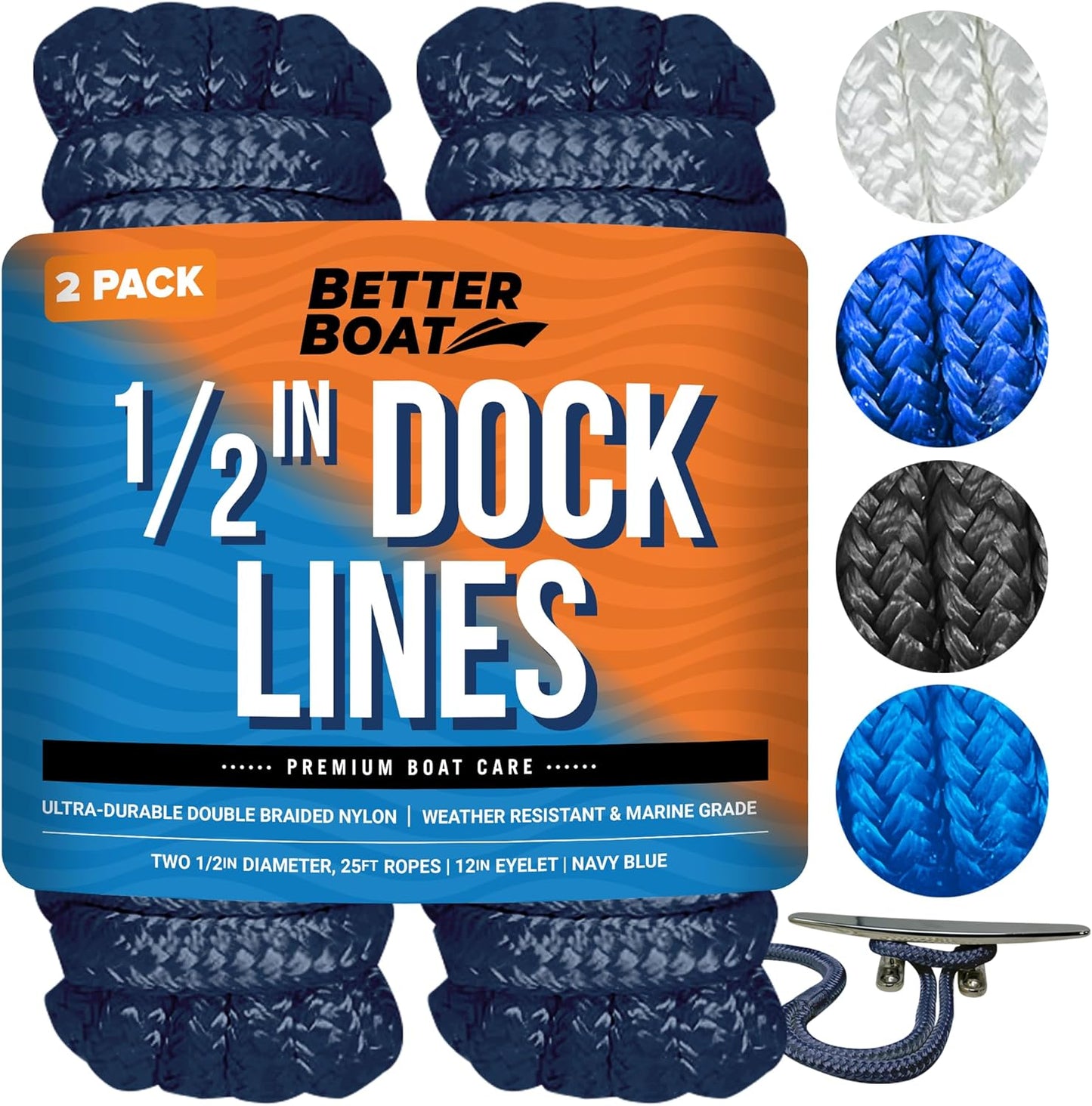 Boat Dock Lines 1/2 Inch Braided Nylon Rope for Mooring