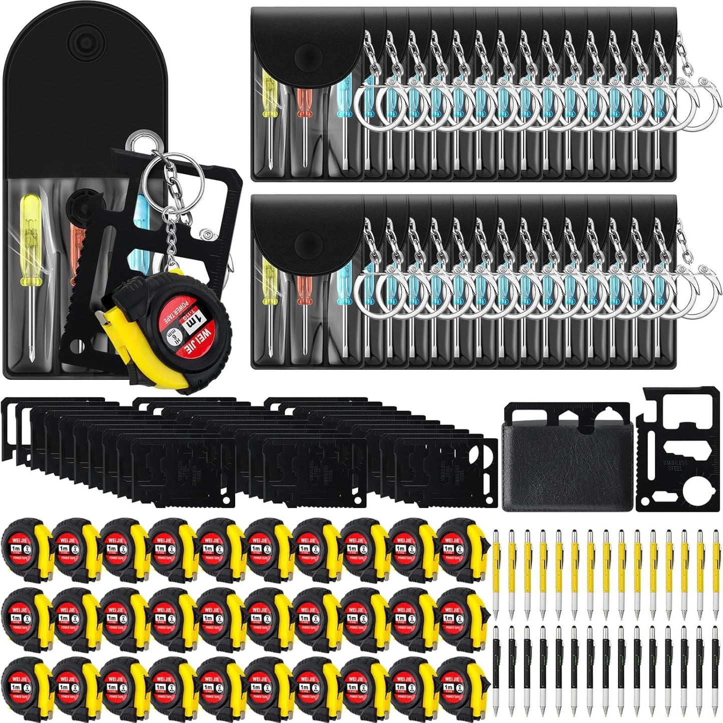 120 Pcs Mini Tape Screwdriver Keychain Set for Men Gifts