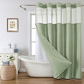 Extra Long No Hook Shower Curtain with Snap-in Liner - Sage Green Luxe
