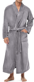 Long Mens Robe Full Length Big and Tall 3XL Steel Gray - Thick Fleece