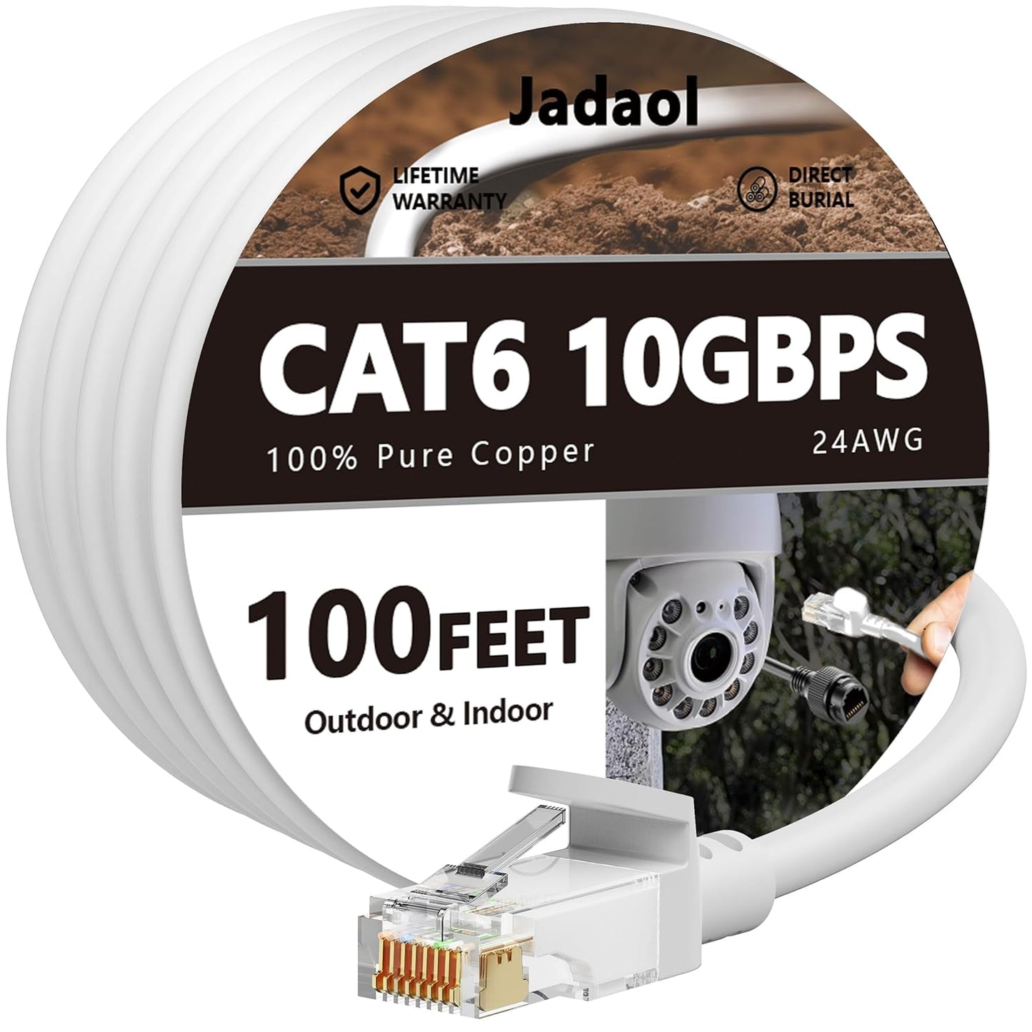 Cat 6 Outdoor Ethernet Cable 100 ft for Fast Network Connectivity