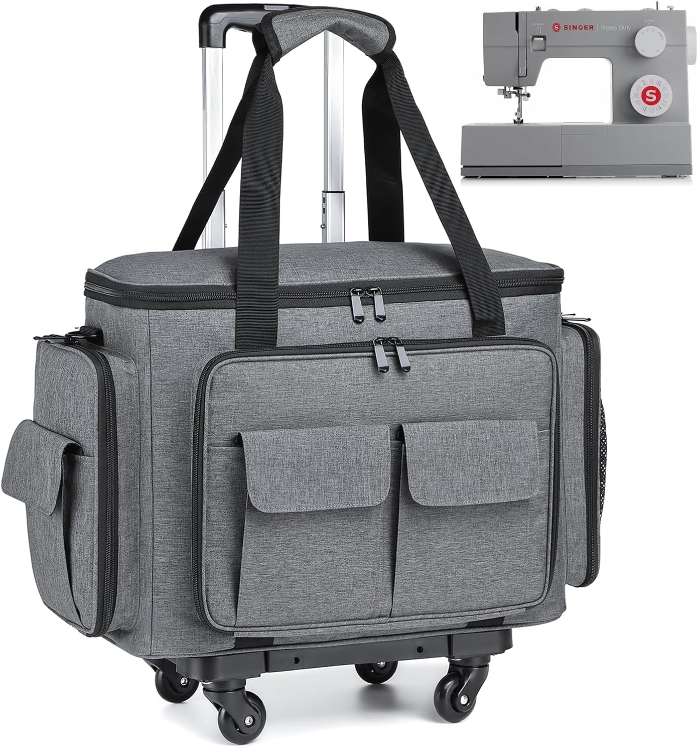 Rolling Sewing Machine Tote with Wheels for Easy Transport