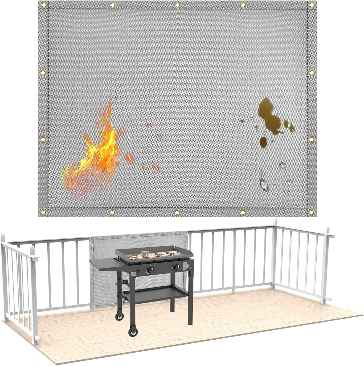Fireproof Heat Shield for Wall Behind Grill Protects Deck Fence
