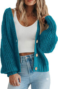 Chunky Knit Open Front Short Cardigan for Women - Cozy Everyday