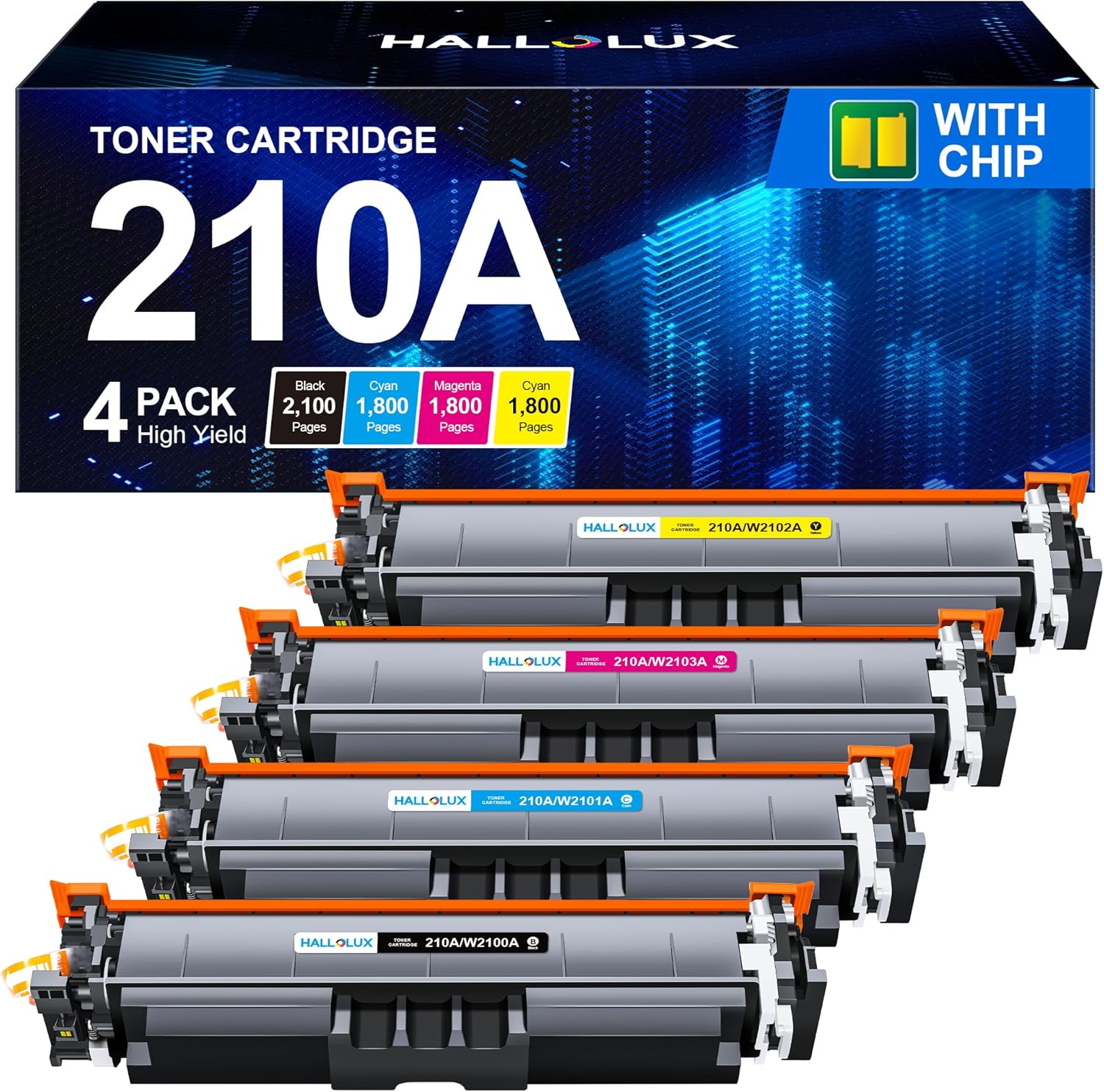HALLOLUX 210A Toner Cartridges 4 Pack for HP Printers