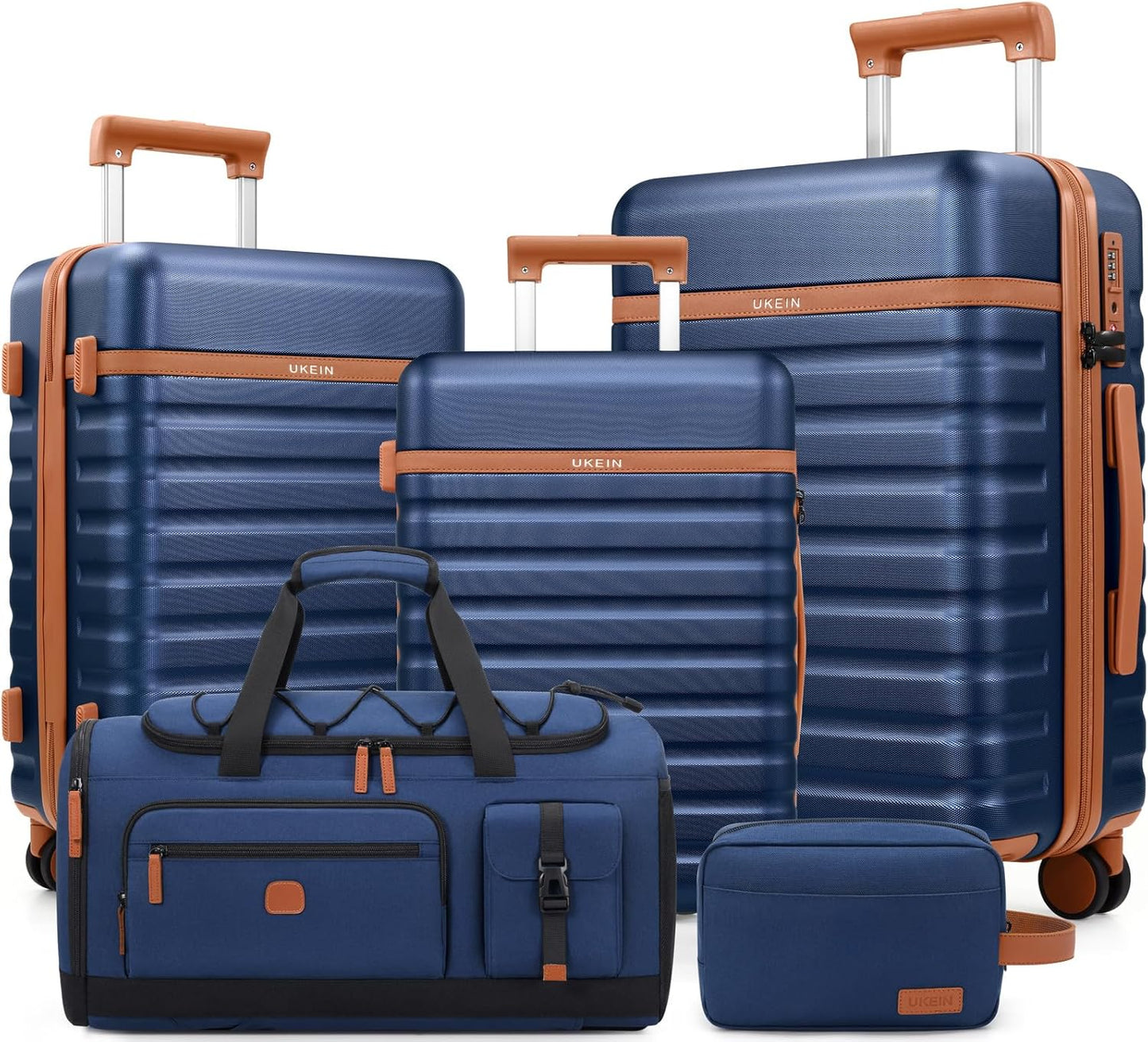 Durable 5 Piece Luggage Set with Spinner Wheels for Travel
