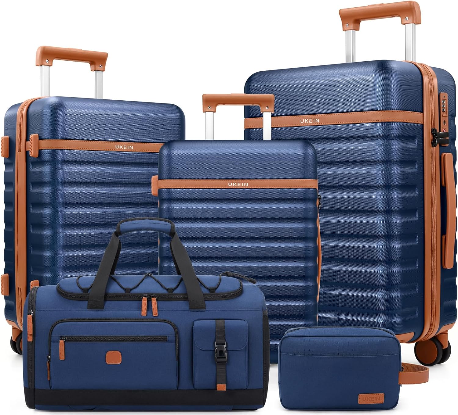 Durable 5 Piece Luggage Set with Spinner Wheels for Travel