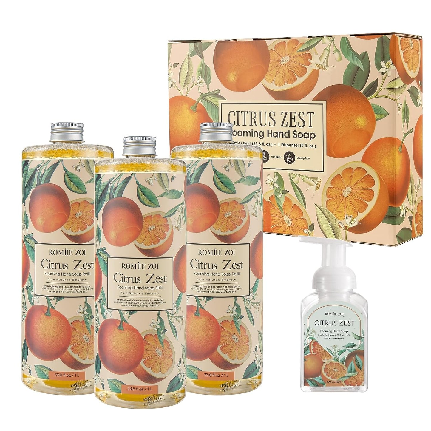 Citrus Zest Foaming Hand Soap Refill Set for Gentle Cleansing