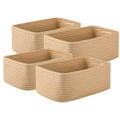 4 Pack Small Jute Rope Storage Baskets - Mini Shelf Organizers