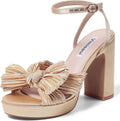 Women's Bow Knot Platform Heels Open Toe Chunky Heeled Sandals