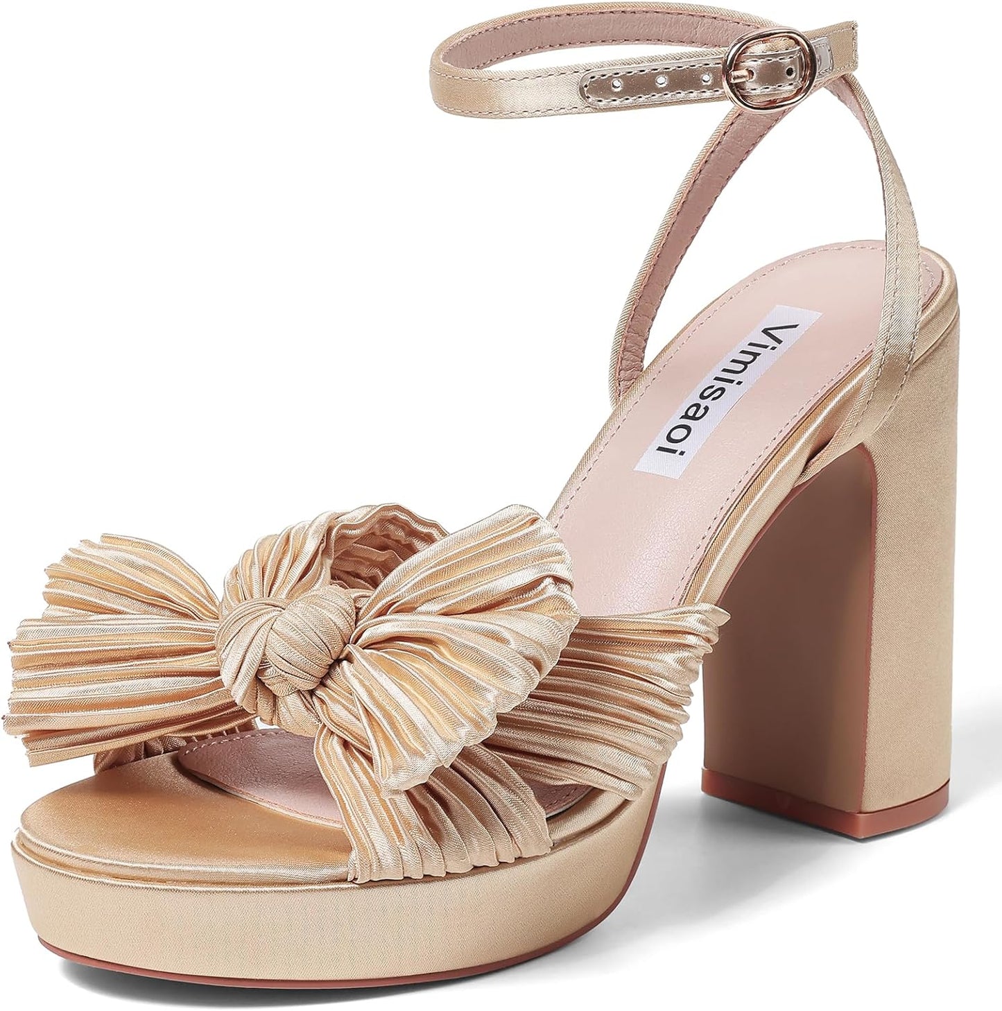 VIMISAOI Women's Bow Knot Platform Heels for Wedding Parties