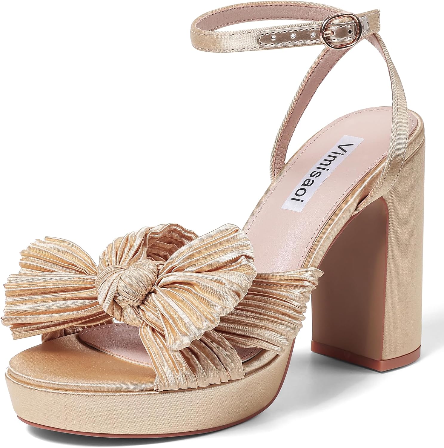 VIMISAOI Women's Bow Knot Platform Heels for Wedding Parties