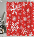 Snowflake Shower Curtain 72x72 in - Waterproof Red White Holiday Decor