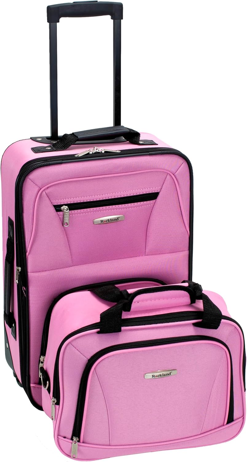 Rockland Fashion Softside Luggage Set - Expandable Pink 2-Piece