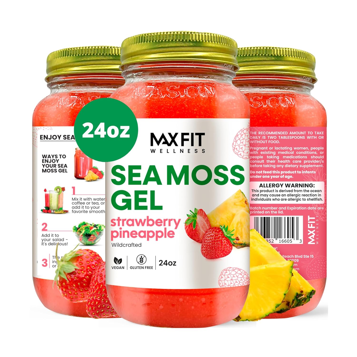 Wildcrafted Gold Sea Moss Gel 24oz with 92 Vitamins and Minerals