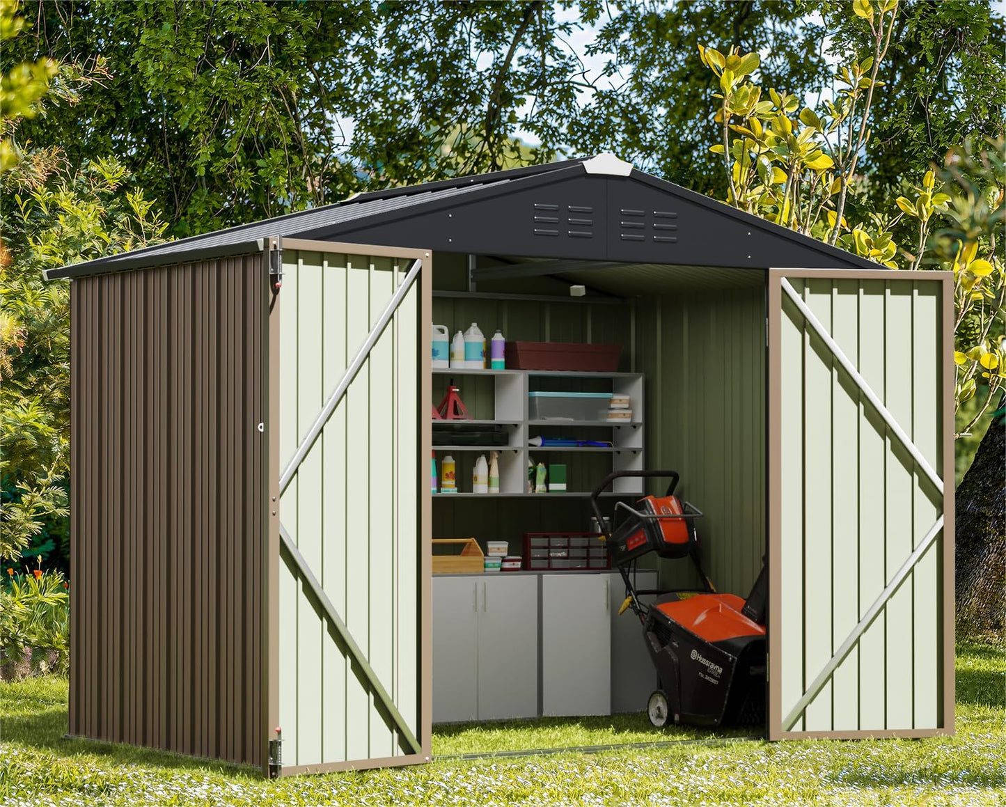 Greesum Outdoor Storage Shed 6 x 8 ft for Garden & Patio Use