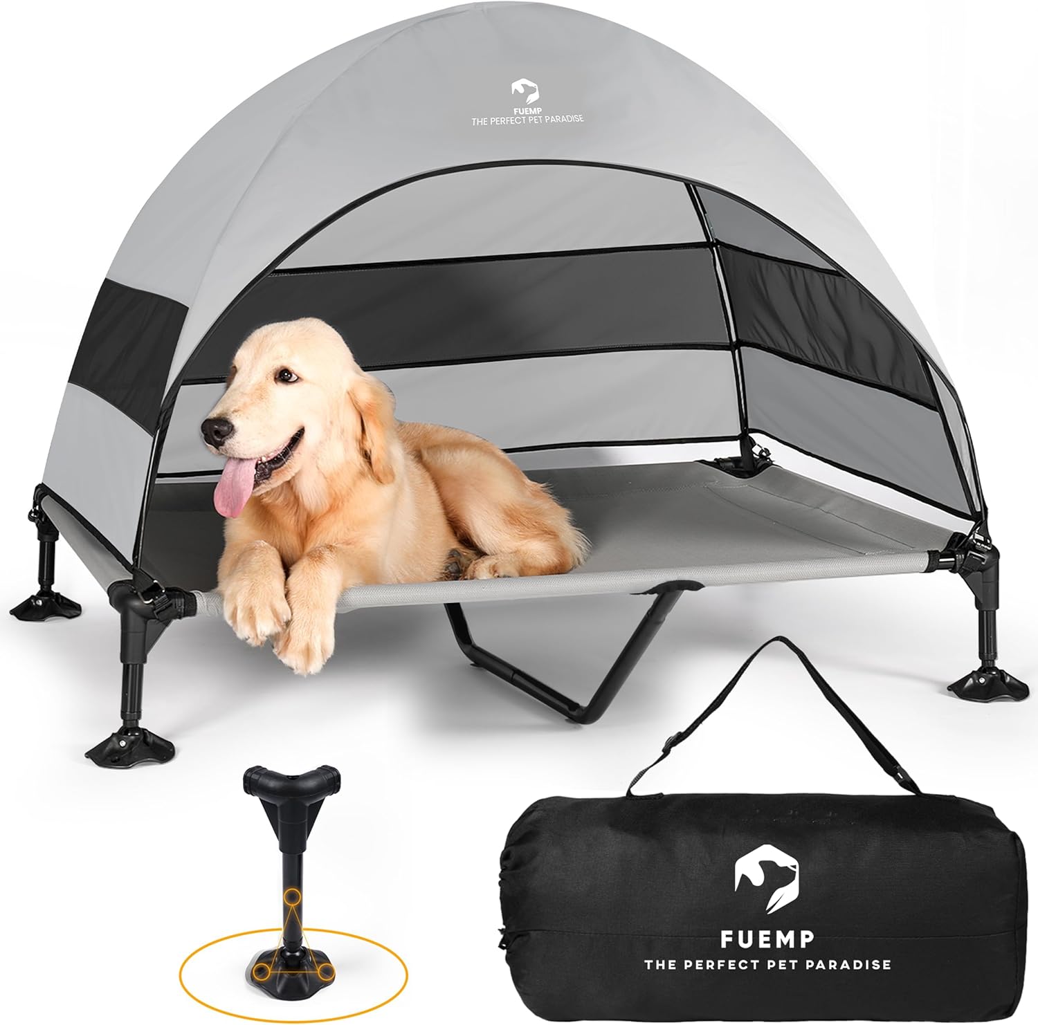 Elevated Dog Bed with Canopy for Large Dogs - Portable XL Size