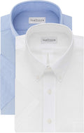 Van Heusen Men's Short Sleeve Dress Shirt Regular Fit Oxford Solid