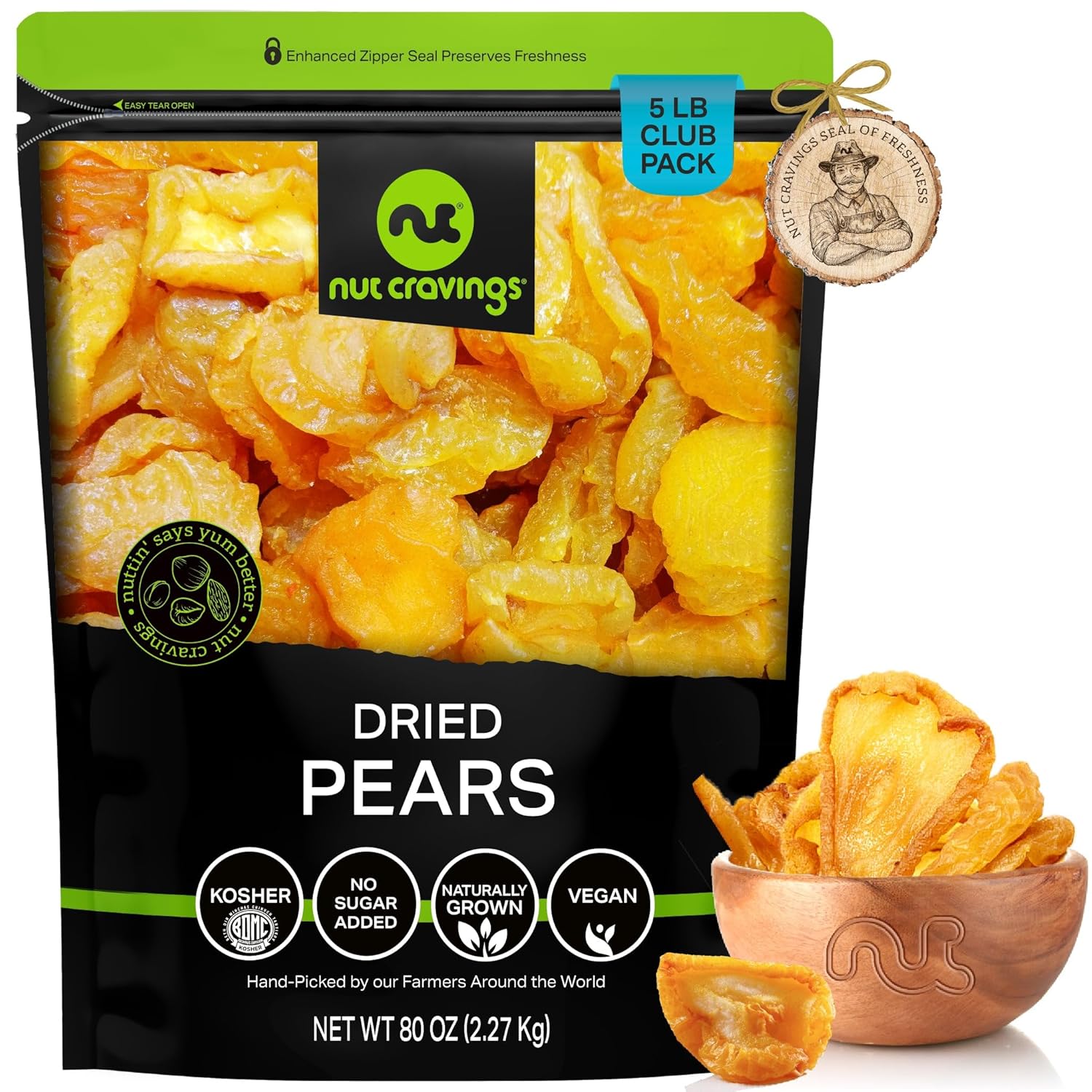 Sun Dried California Pears - No Sugar Added, Healthy Snack