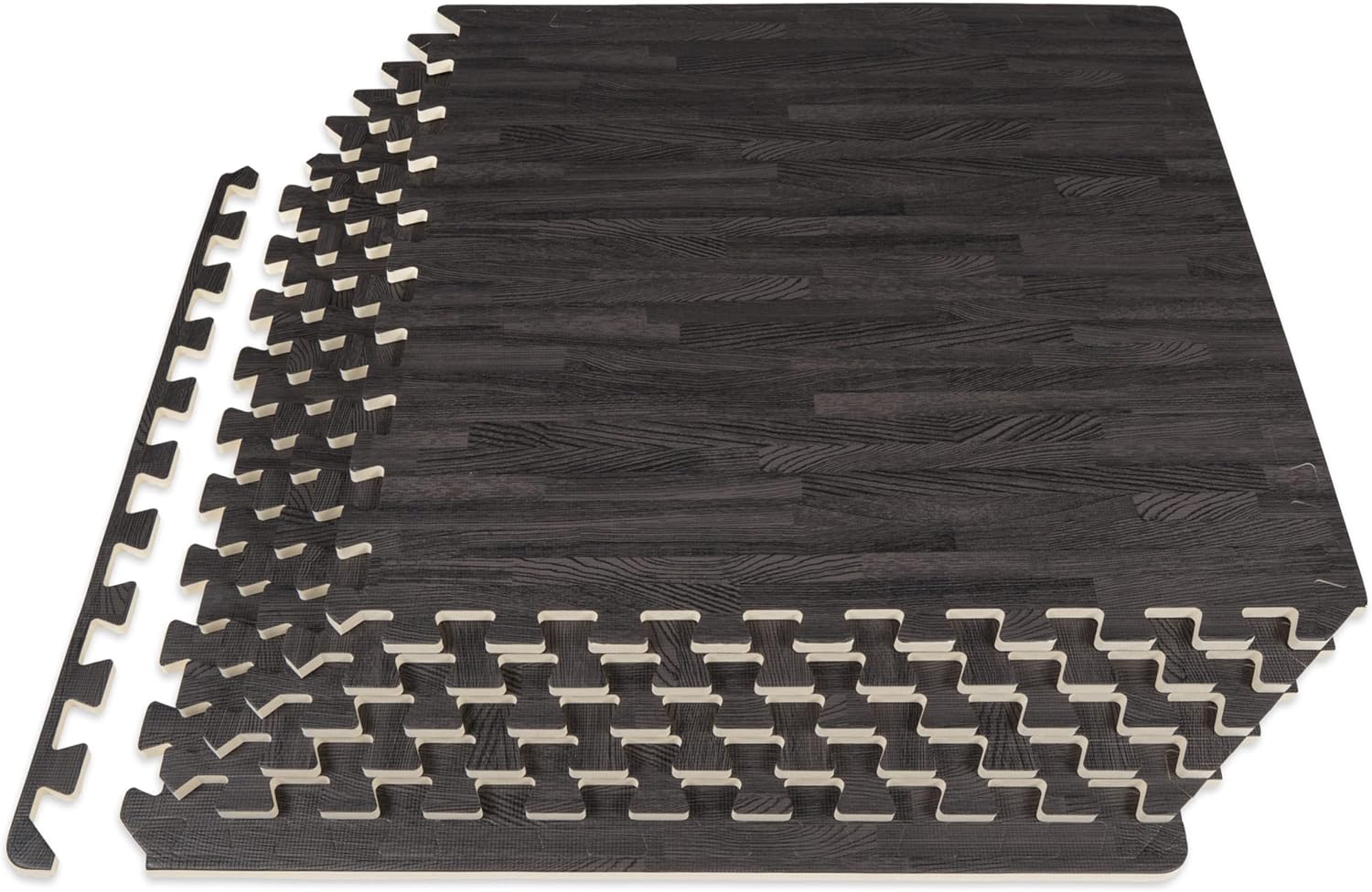ProsourceFit Wood Grain Puzzle Mat for Indoor Workout Flooring