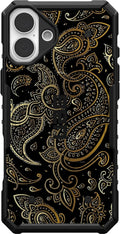 Black Gold Paisley iPhone 16 Plus Case - Rugged MagSafe Compatible