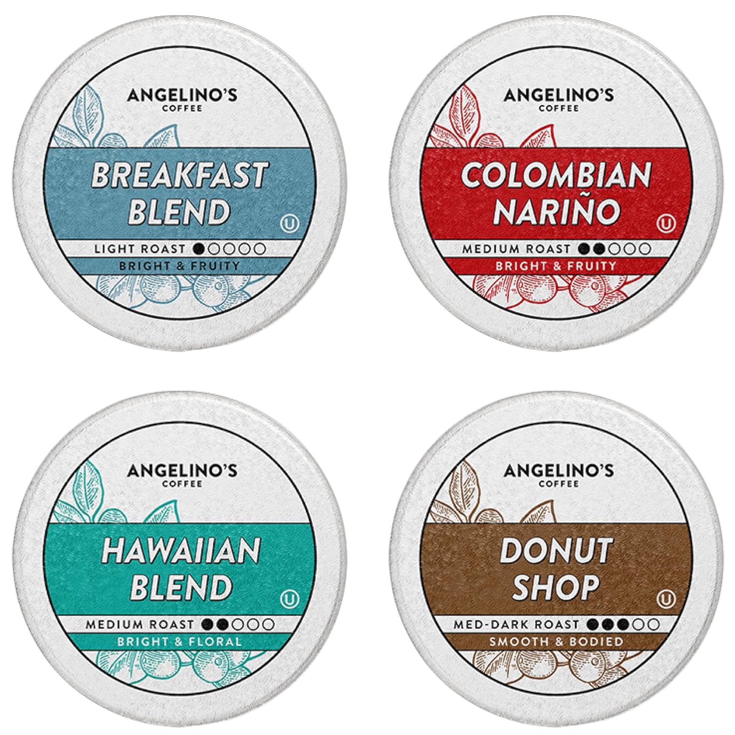 Angelino's Medium Roast Coffee Pods Variety Pack for K-Cup Brewers