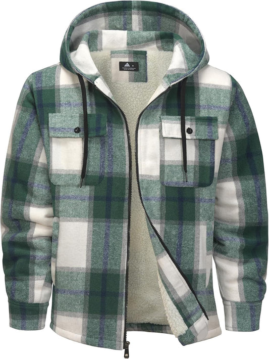 Men Winter Coat Flannel Plaid Shirt Jacket for Warmth and Style