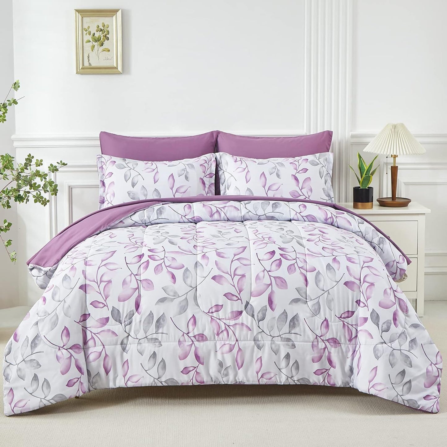 Yogeneg Botanical King Size Comforter Set for All Seasons