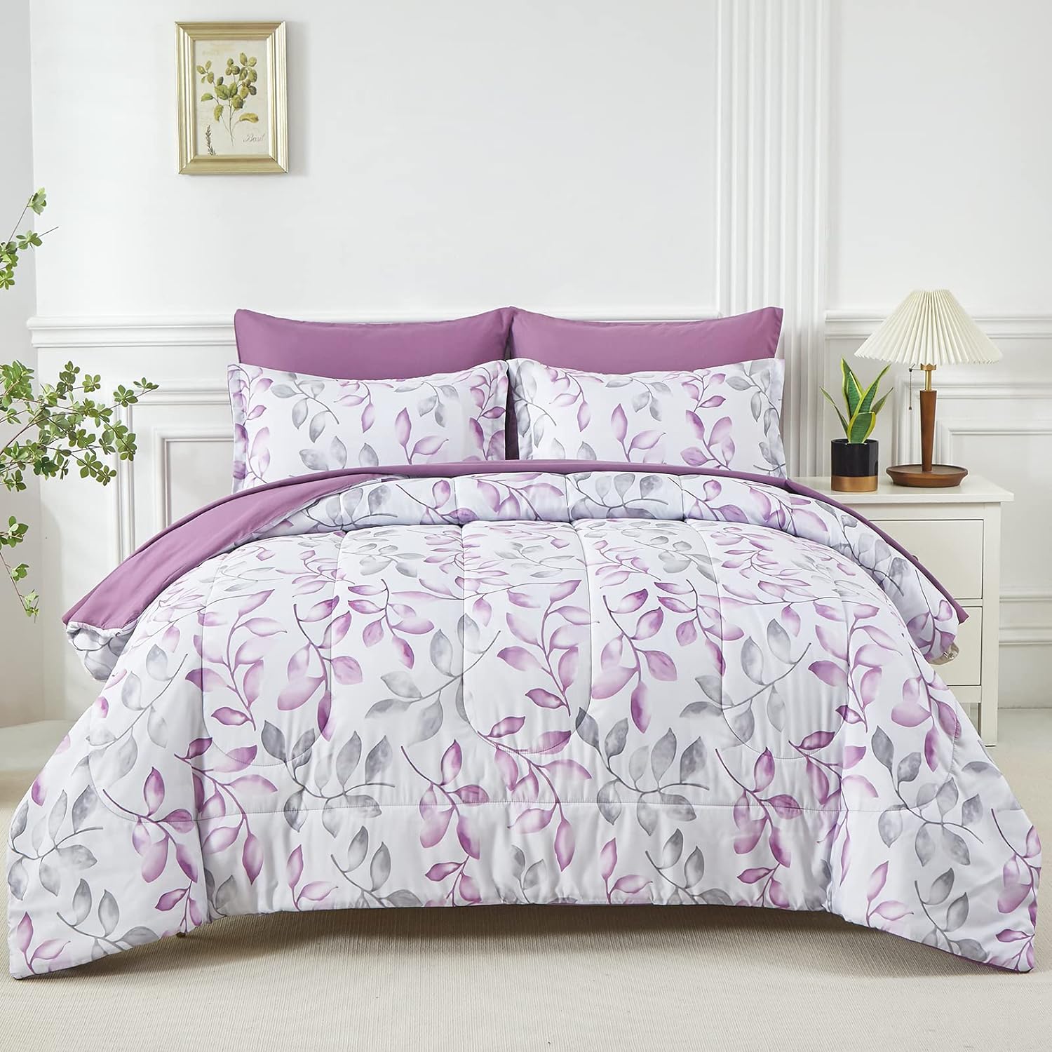 Yogeneg Botanical King Size Comforter Set for All Seasons