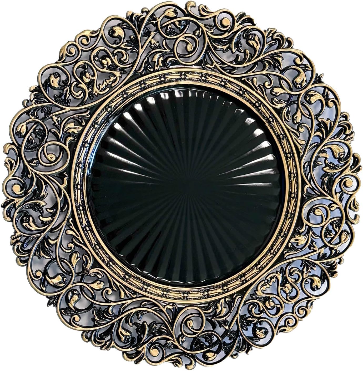 Set of 8 Elegant Black Gold Charger Plates - CN.JIAHE