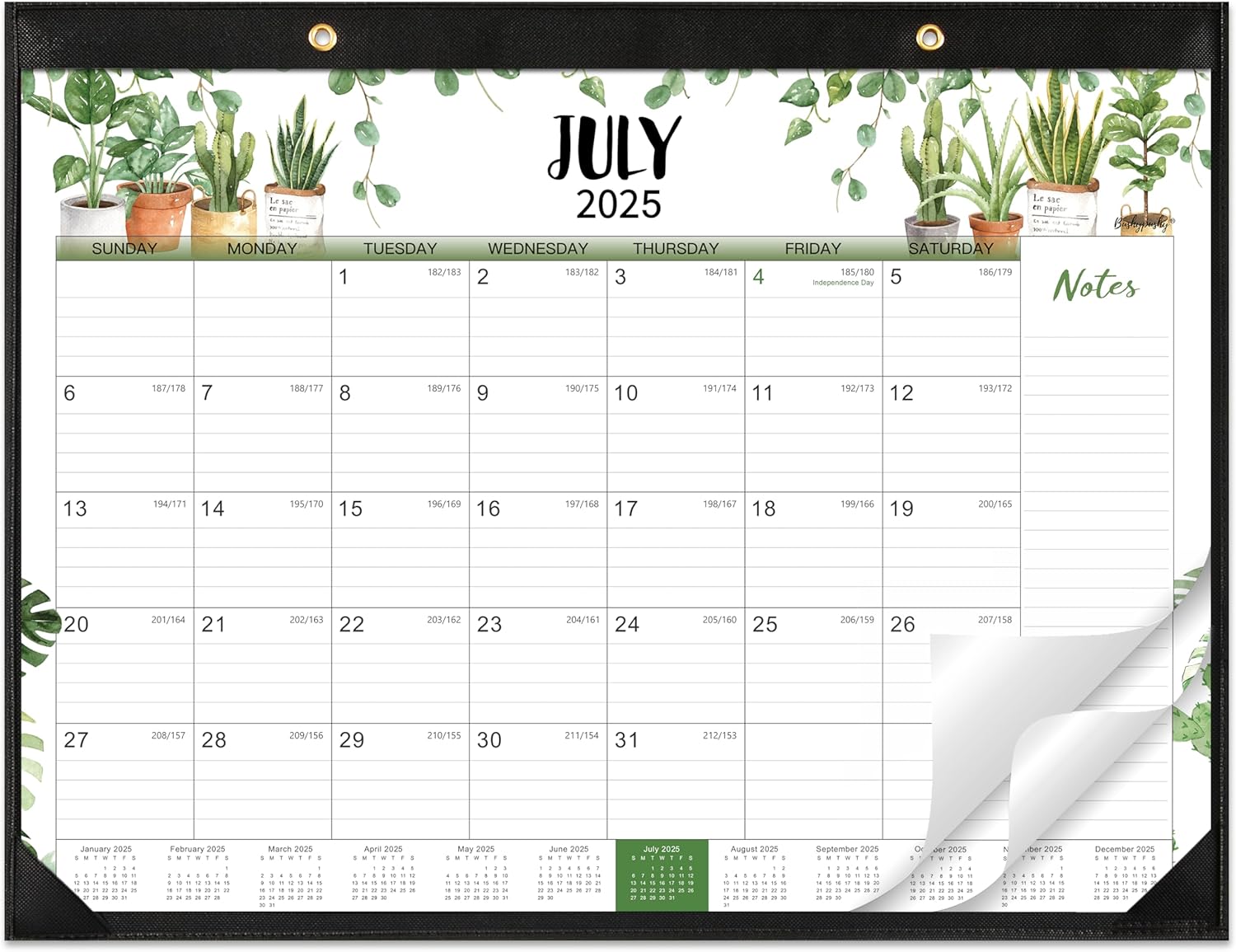 2025-2026 Large Desk Calendar - 22x17, 18 Months, Plant Design