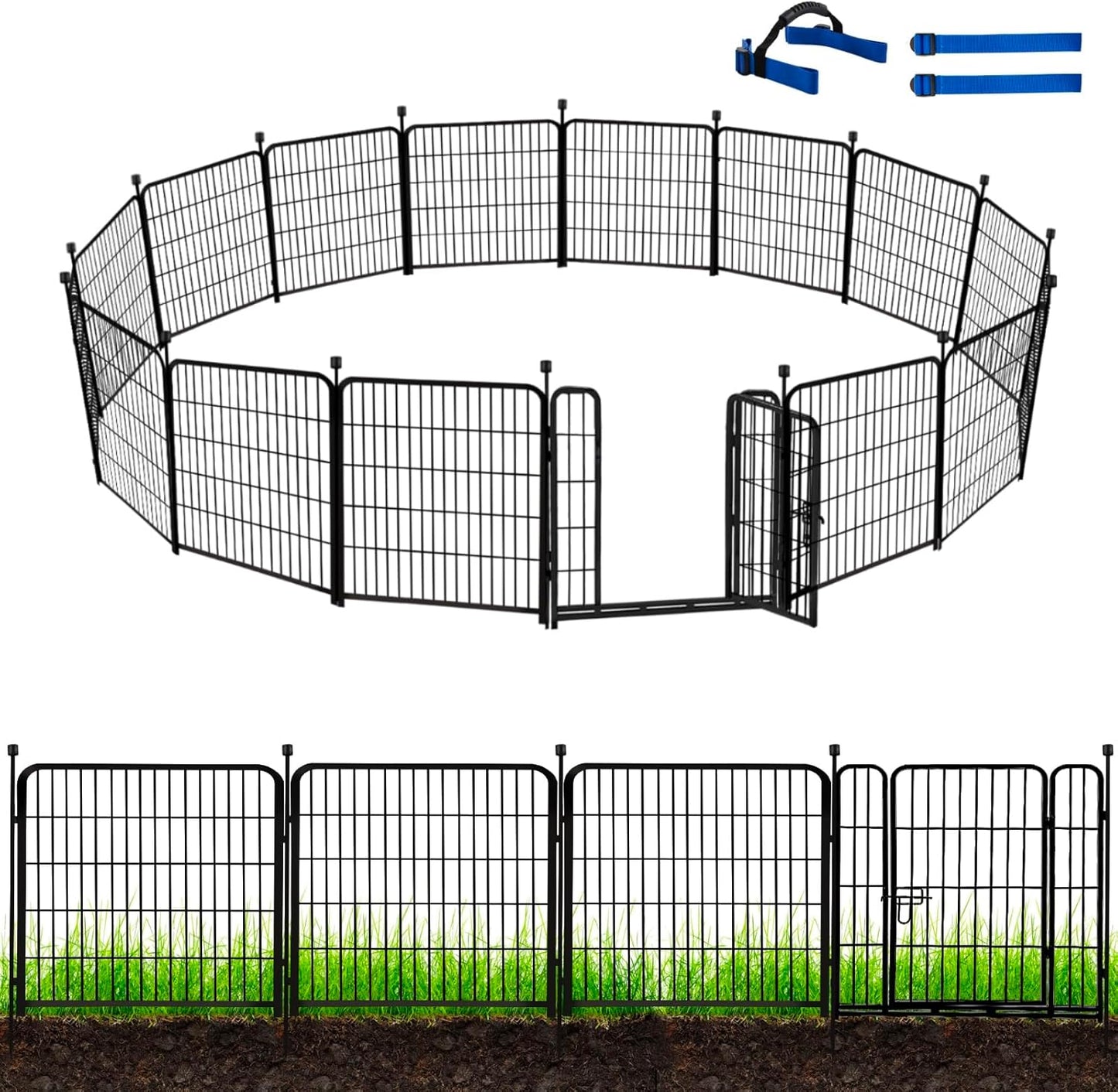 ADAVIN Garden Fence with Gate 36 in Tall Animal Barrier Fence