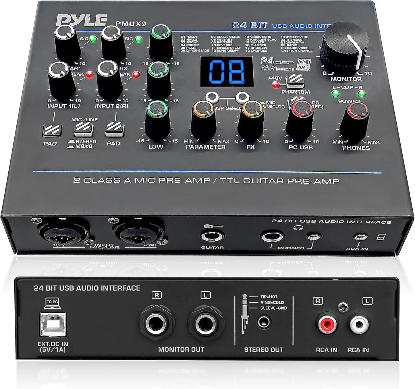 Pyle USB Audio Interface for Recording and Music Production