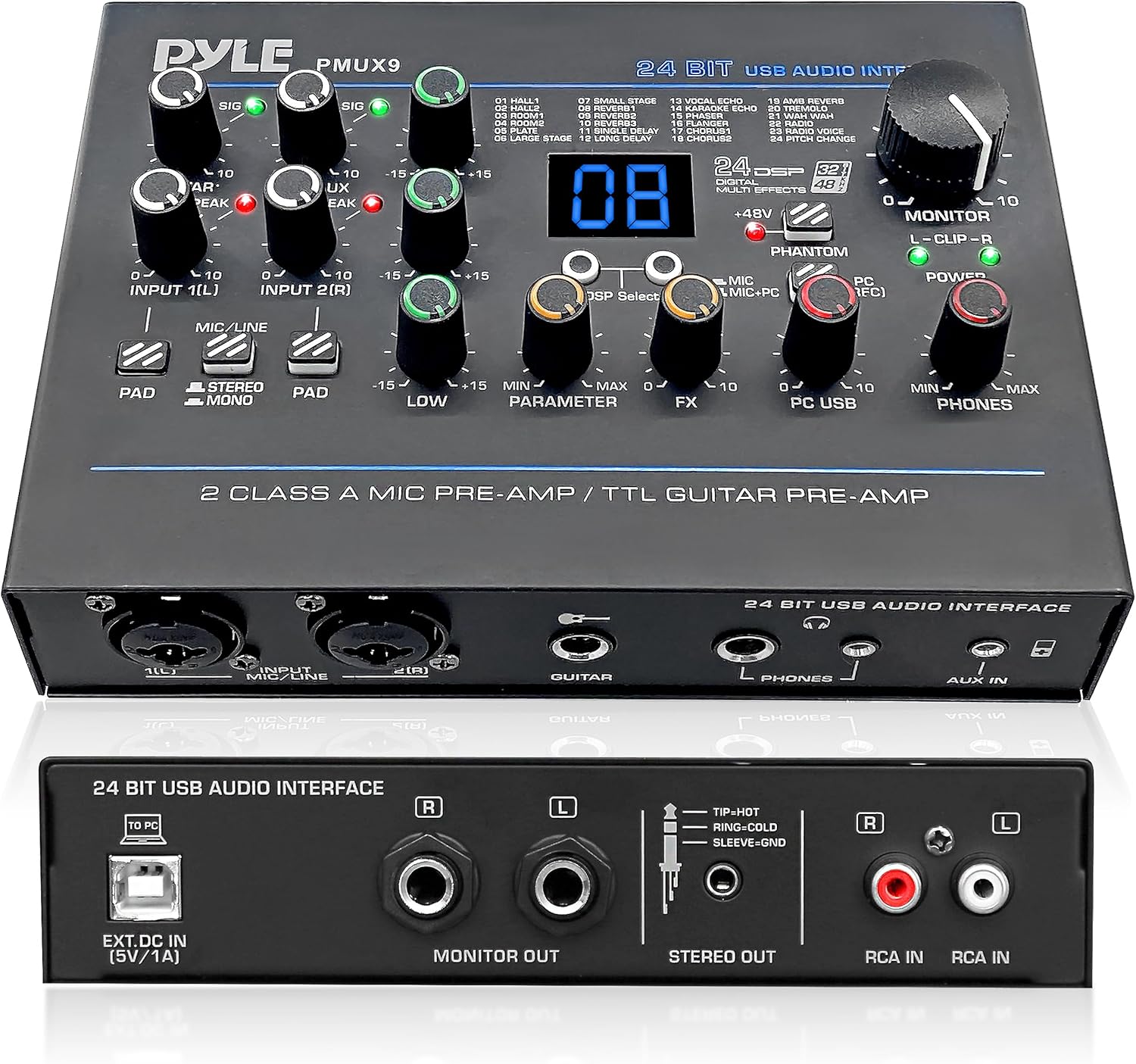 Pyle USB Audio Interface for Recording and Music Production