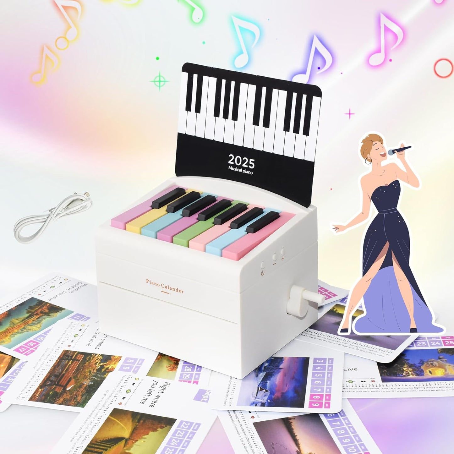 Playable Piano Calendar 2025 with Mini Piano and Music Scores