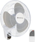 Comfort Zone 16-in Wall Mount Fan with Remote Control - Quiet 3-Speed
